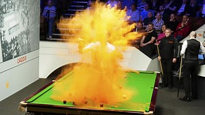 Vandalized snooker table reclothed, back in play at world championship