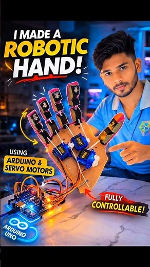 Robotic Hand Using Arduino & Servo Motors 🤖 | DIY Robotics Project #shorts #robotics #scienceproject