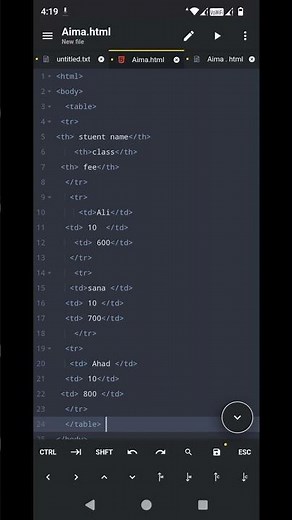 HTML table code💯