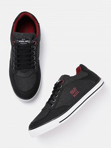 Buy Woodland Men Charcoal Grey & Black Solid Sneakers -  - Footwear for Men