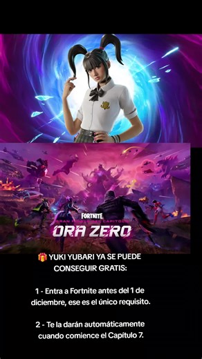 🎁 YUKI YUBARI YA SE PUEDE CONSEGUIR GRATIS: #yukiyubari #ado好きな人と繋がりた 1 - Entra a Fortnite antes del 1 de diciembre, ese es el único requisito. 2 - Te la darán automáticamente cuando comience el Capítulo 7. #fortnitechapter6 #fortnitelos7 #fortnite