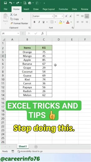 Excel tricks and tips 👍 #ExcelTricks #ExcelShorts #ExcelTips #LearnExcel #Productivity #excel #yt