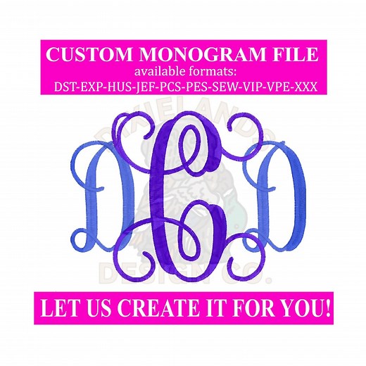 Custom Vine Monogram Embroidery Font: DST, PES Formats (digital Download - Etsy