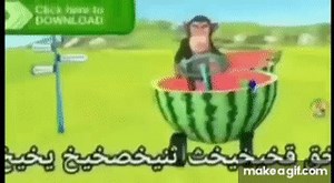 Monkey on the watermelon train on Make a GIF