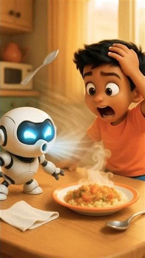 Robot Tries to Cool Food… and Fails Hilariously! 🤣🤖 | Funny AI Kid Short #shorts