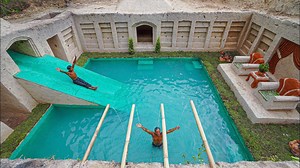 6.2K views · 344 reactions | How I Built A Million Dollars Underground Tunnel Water Slide Park into Swimming Pool House | Primitive Unique Tool | Facebook