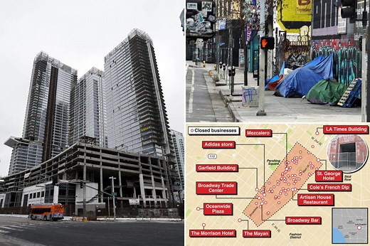 Exclusive | How downtown Los Angeles became a boarded-up ghost town with hordes of drug-smoking vagrants and dozens of shuttered storefronts