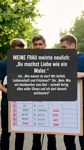 Liebe wie ein Maler: schnell, chaotisch, aufräumen bleibt. #Humor #Partnerschaft