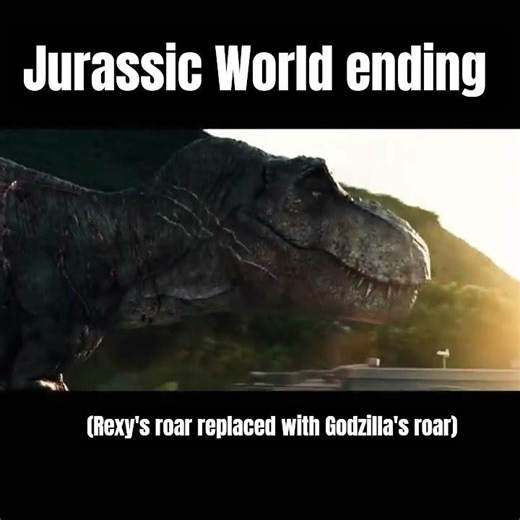 Jurassic World ending (Rexy's roar replaced with Godzilla's roar) #godzilla #shorts #jurassicworld