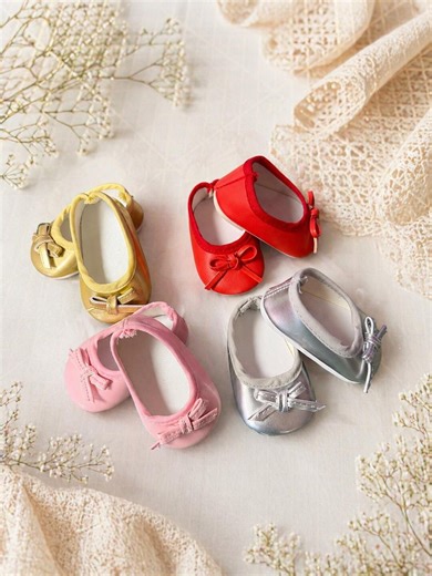 American Girl Doll Shoes 18 Inch – Flats With Bow – Doll Accessories Pink ,gold, Silver ,red. - Etsy