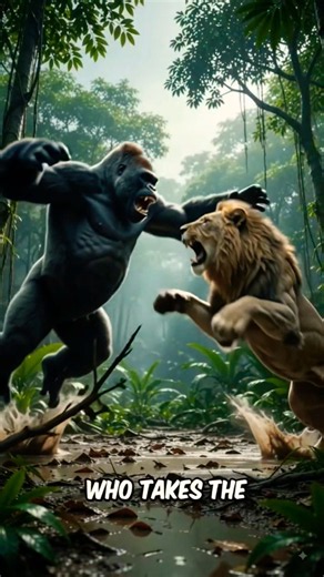 Gorilla vs. Lion: Who Truly Rules? 🦍⚔️🦁 #Shorts