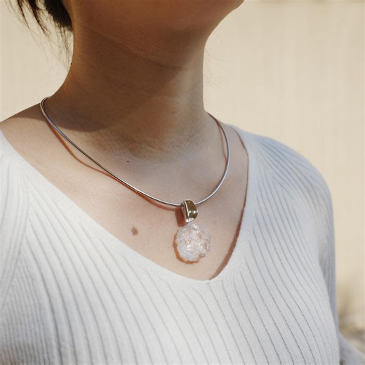 Natural Clear Quartz Pendant With 925 Silver Chain, Handmade Raw Crystal Necklace, Boho Style Jewelry, Gift for Her, Statement Piece - Etsy
