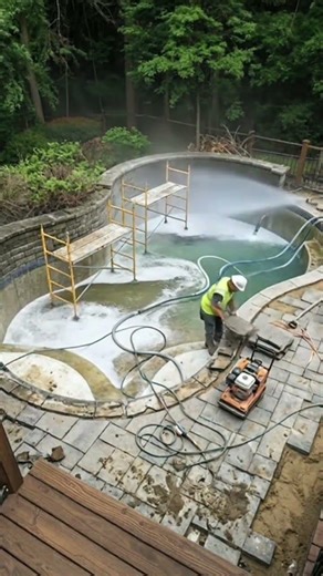 Cleaning of swimming pool in short time #timelapse