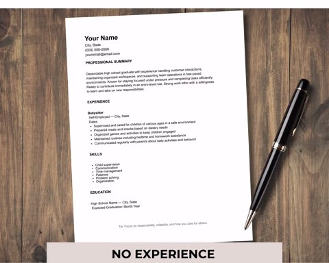 Babysitting Resume Template Canva | Teen Resume No Experience | First Job Resume for Babysitter | Editable Student CV Download - Etsy