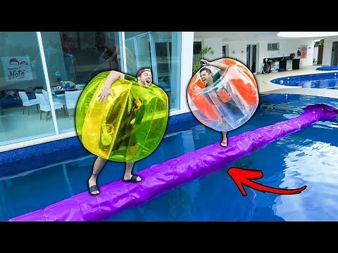 BATTLE ON THE POOL BRIDGE WITH PROTECTIVE BUOYS