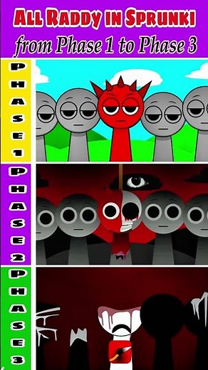 All Raddy | Sprunki incredibox Phase 1 to Phase 3 | Phase 1 vs Phase 2 vs Phase 3.