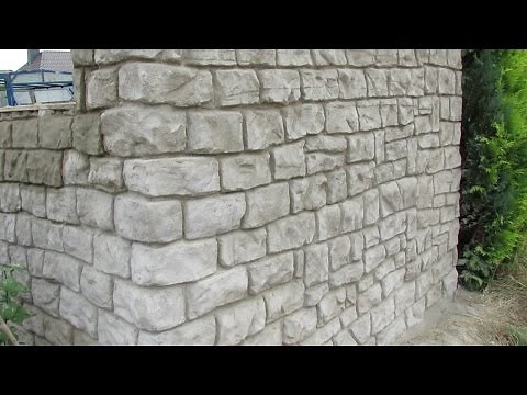 Mauer aus Beton in Steinoptik selber verkleiden .