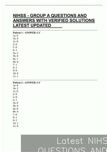 Latest NIHSS GROUP A QUESTIONS AND ANSWERS WITH VERIFIED SOLUTIONS LATEST UPDATED video
