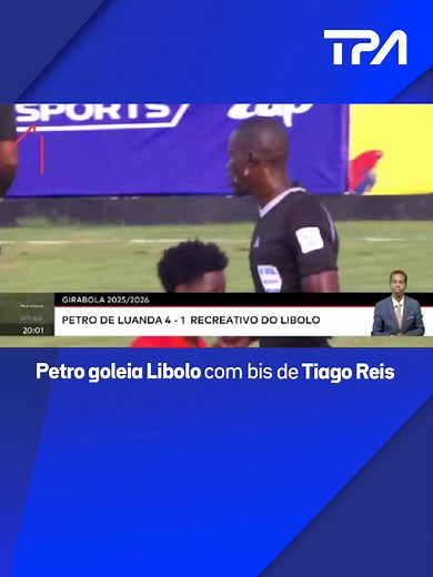 O Petro de Luanda marcou o seu regresso às vitórias no Girabola ao vencer com um resultado expressivo o Recreativo do Libolo 4-1 foi o resultado da partida que aconteceu no Estádio 22 de Junho para a sexta jornada do campeonato. O Clube do Catetão venceu com golos de Vanilson, Toro e Tiago Reis que bisou no desafio. | Televisão Pública de Angola - TPA "Oficial"