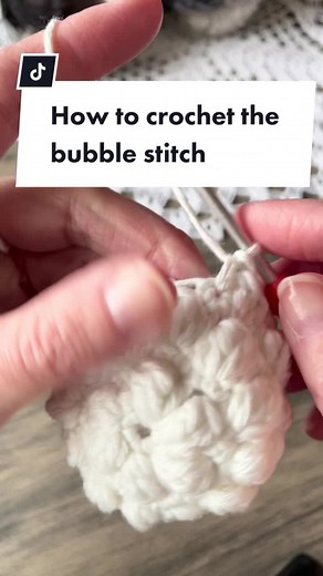 This is how to crochet the bubble stitch. #crochettutorial #crochet #crochetaddiction #crochettok