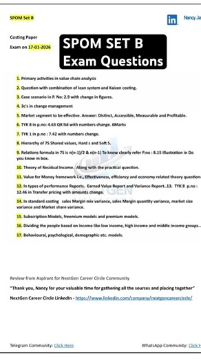 SPOM Set B Actual Exam Questions- Exam on 16 Jan 2026 #ca #spom #exam #setb #viral