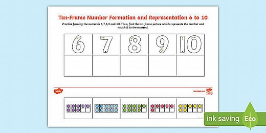 Ten-Frame Number Formation and Representation 6 to 10 Activity
