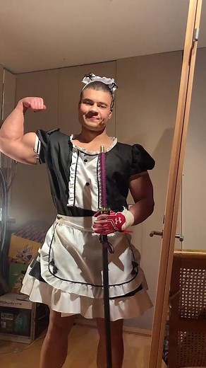 Buff Man in Maid Outfit Meme | Brazilian Weeb