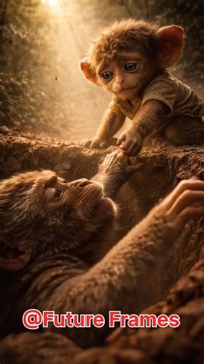 Everyone making fun of baby monkey but he save him🥹🥹