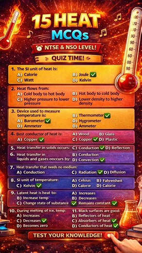 Can You Solve 15 Heat Questions? 🔥 NTSE & NSO Challenge #shorts #heat #sciencefacts #nsoolympiad