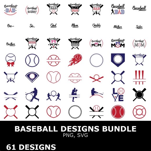 Baseball Designs SVG Bundle, Baseball Designs Clipart, Cutting Files for Cricut - Etsy