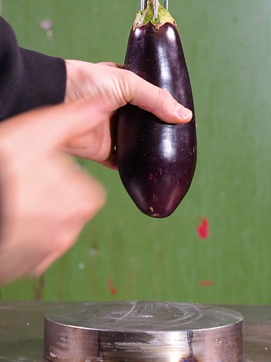 New Hydraulic Press Tool & Eggplant Crush - Funny Moment!