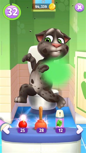Tom Can’t Control in Bathroom! 😂 #talkingtom #funny #tom