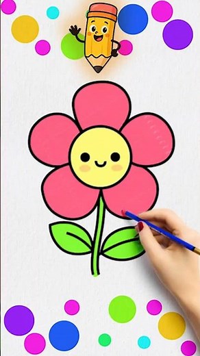 Draw a Cute Flower Step by Step for Kids 🌸 | Easy Drawing Tutorial #shorts