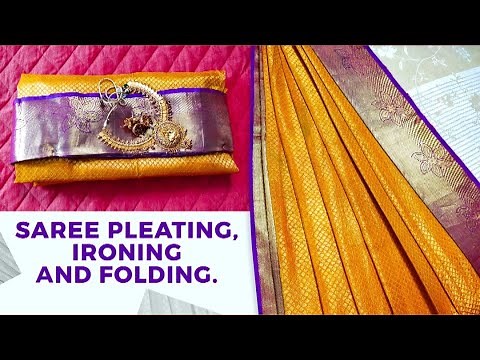 How to pleat, iron & fold silk saree easily | Saree pleating technique| Simple Trick for beginners