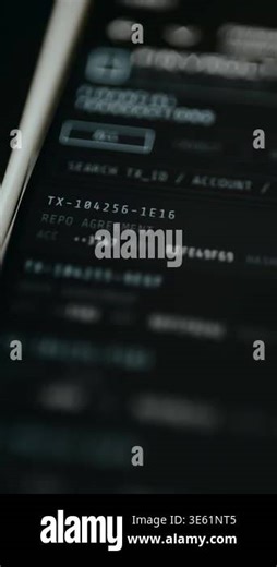 Financial database interface with TX IDs, account numbers, and hash values Stock Video Footage - Alamy
