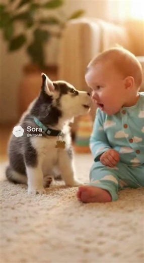 Baby Husky Learns to Howl with a Baby Human 🥹🐺