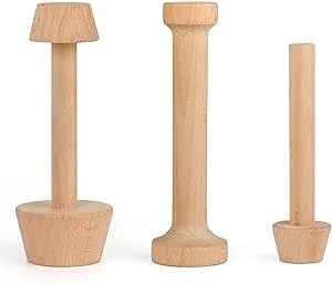 3 Pcs Wooden Tart Tamper Set, Double Side Pie Pastry Dough Tampers, DIY Cake Egg Tart Pan Mold Presser Baking tool for Mini Egg Tart Shells,Pastry, Cheesecake, Mini Pie and Dessert Baking