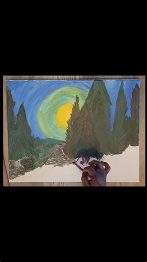 Bob Ross Style Forest 🌲 | Walk in the Woods Painting ✨#art #paintingprocess #bobrossinspired