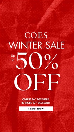 The winter sale is now live online at coes.co.uk🛍️ Please note that all stores are closed on the 26th of December.❄️ All stores open on 27th December 10am - 5pm🛍️ | Coes Stores