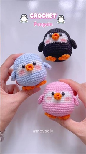 Crochet this adorable little penguin 🐧#movadiy #crochet #crochetpenguin #handame #diy