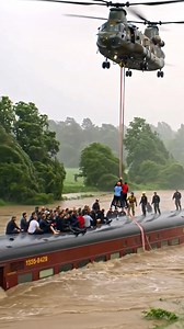 Helicopter Rescues Passengers Stranded on Flooded Train | World Disaster