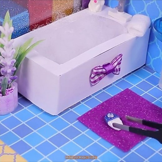 DIY Miniature Bathroom with Modern Decor | Cardboard Crafts, DIY Cardboard House