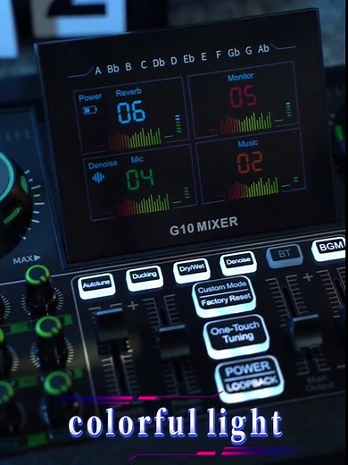 Tenlamp Vocal Effects, Live Sound Card with 13 Audio Interfaces, All-in-One Audio Mixer Device for Mobile PC Live Streaming