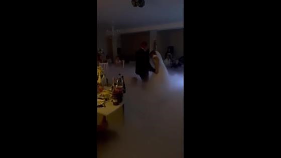 Best man dives into wedding dance fog and falls in Minsk, Belarus
