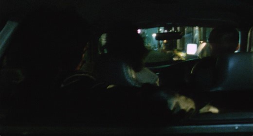 Such a classic post-Tarantino indie crime film scene.Pop culture talk, low budget camera-in-the-car set up, cool dudes in eccentric outfits, the sudden eruption of violence, and a comedic tag back to the set up.