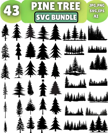 Pine Tree SVG Bundle, Evergreen Forest Clipart (digital Download) - Etsy