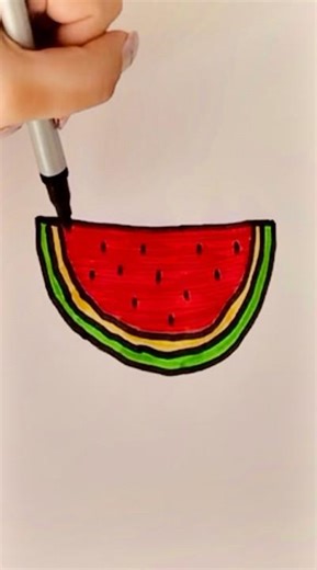 How to draw a watermelon easy tutorial #shorts #drawingtutorial #doodleart #satisfying #funny #draw