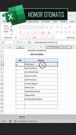 buat nomor otomatis di excel #tipsexcel #rumusexcel #belajarkomputer #microsoftword | Aprial Mustilan