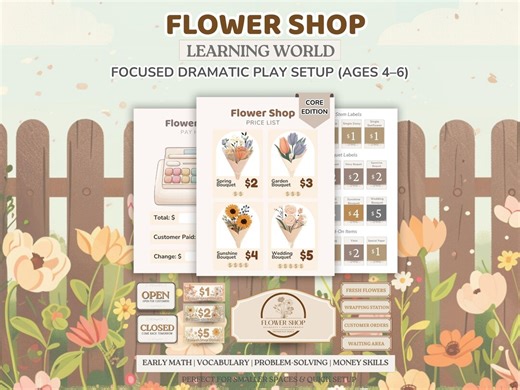 Flower Shop Dramatic Play Center Printable for Prek & Kindergarten | Core Edition Ages 4–6 PDF - Etsy