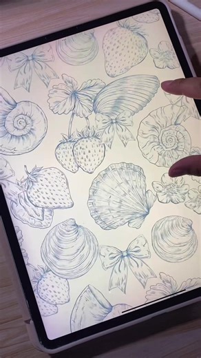 🐚🍓Seamless Pattern ,PNG, JPG Digital Download #patterneveryday #seamlesspattern #benjaycolorworld #fabricpattern #patternart